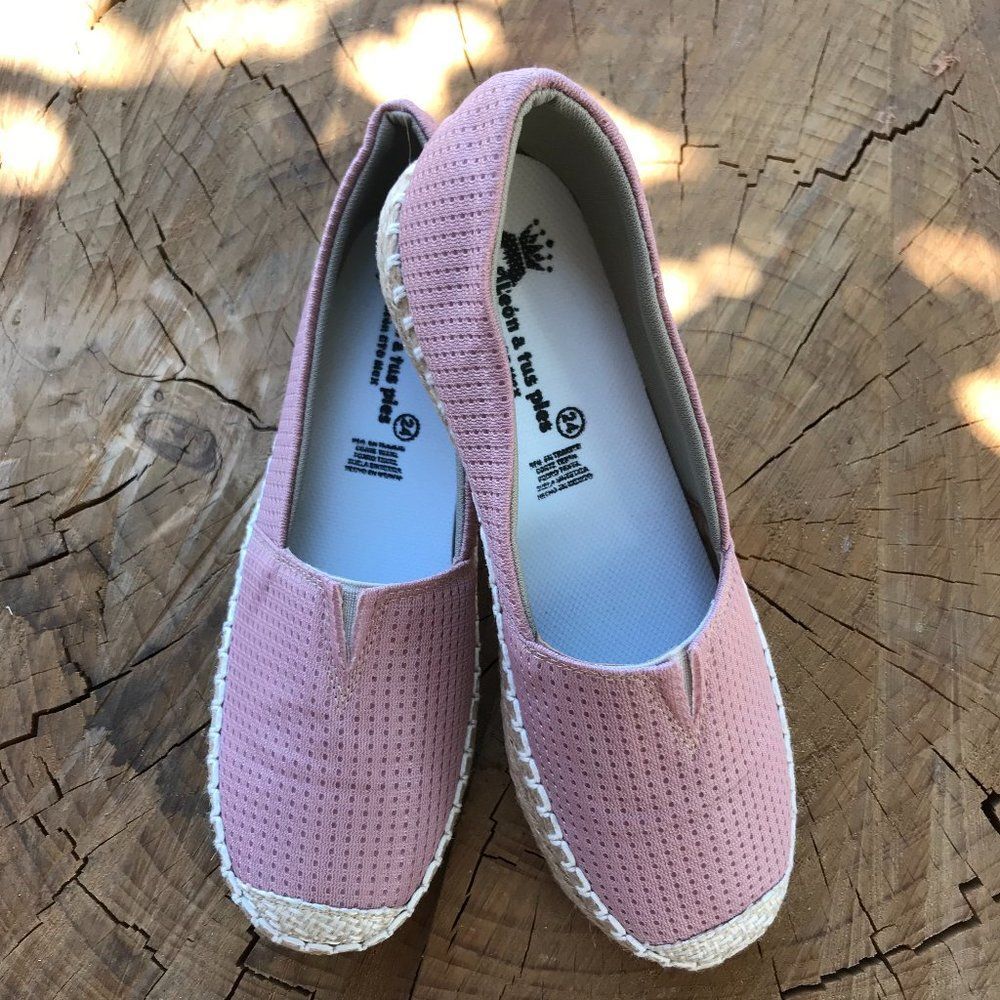NEW Mexican Espadrille Shoes Women US 7 MX 24 Pink Slip On Flats